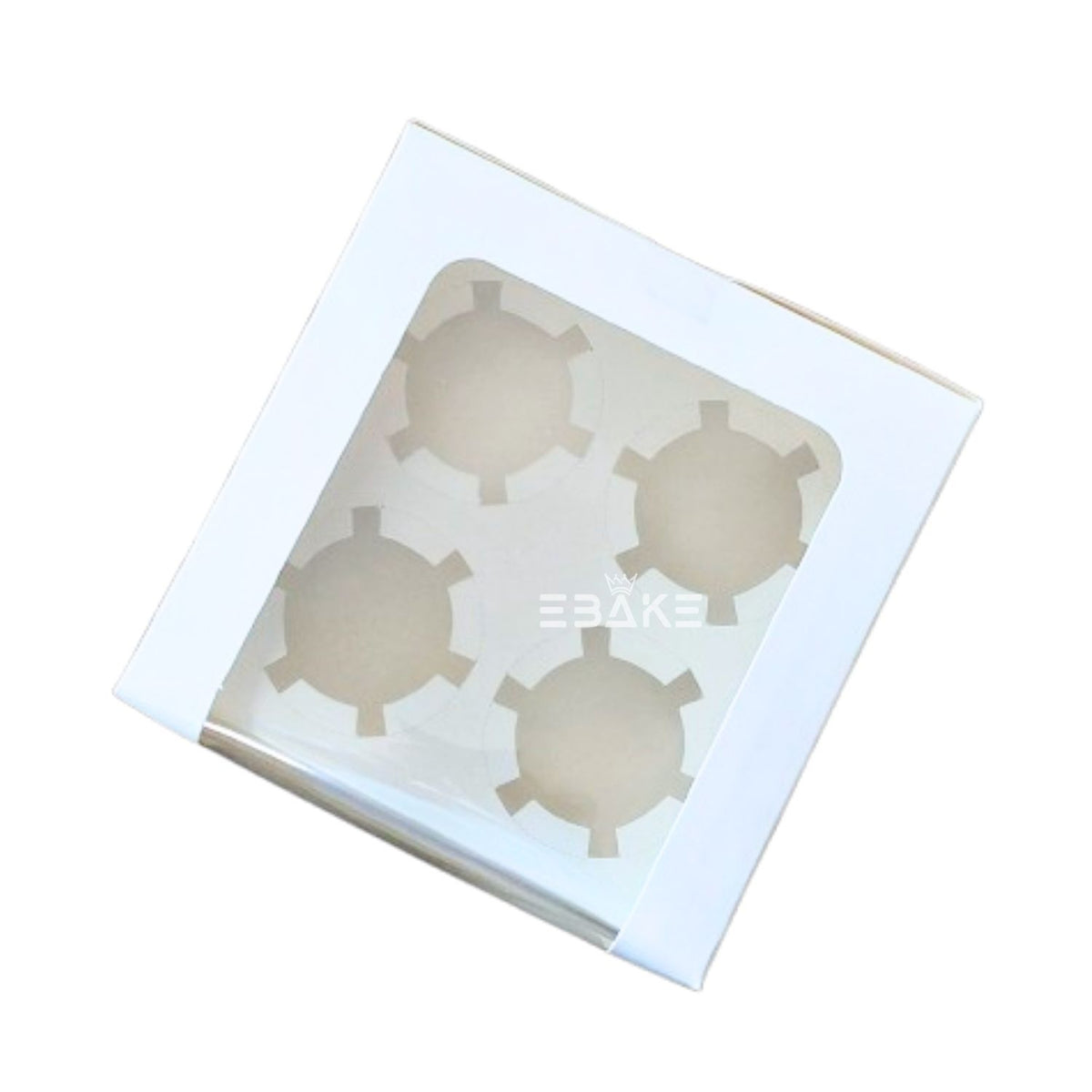 4 Pc Cupcake Box With Cavity White