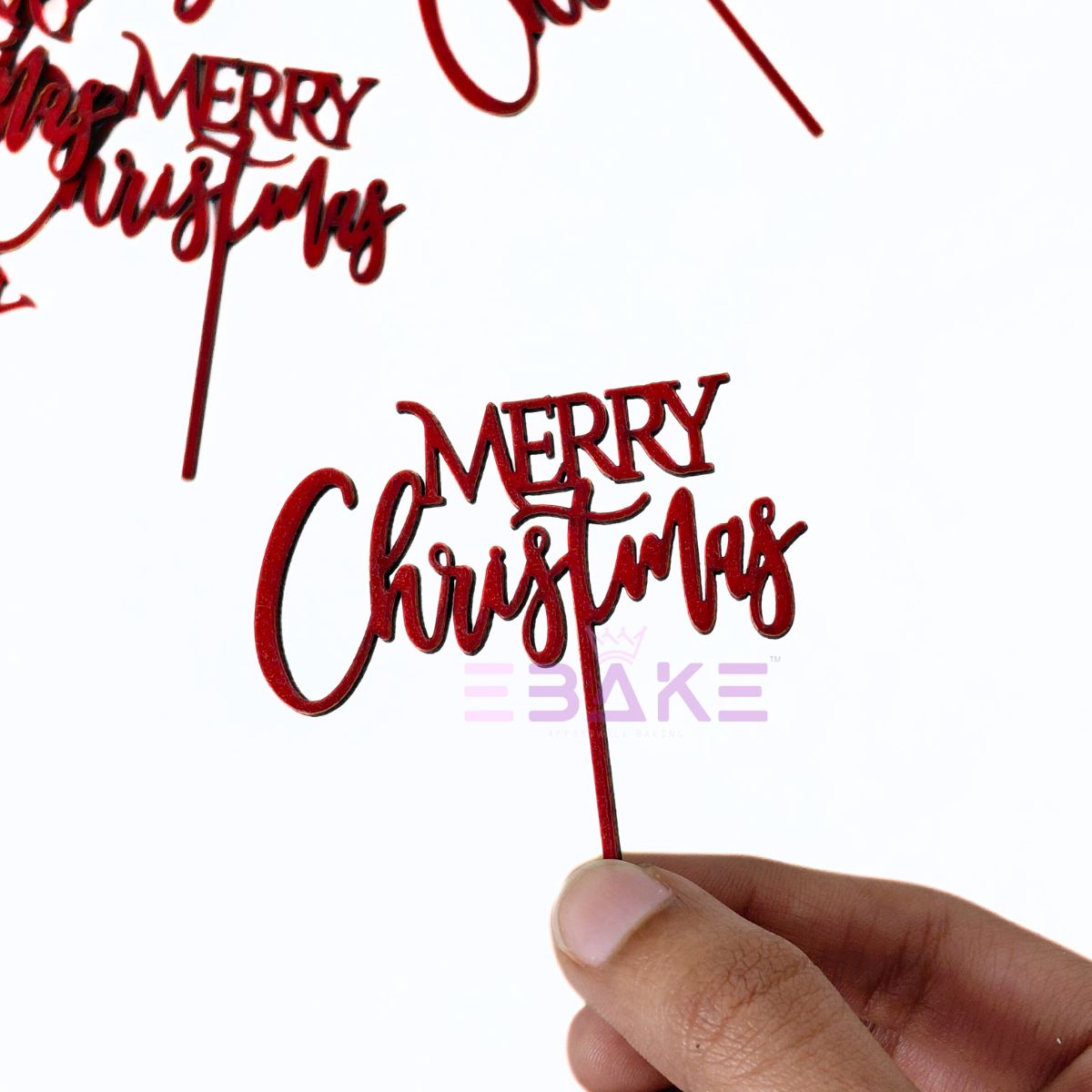 Merry Christmas Mini Cake Topper (Set of 6 Pcs) MDF