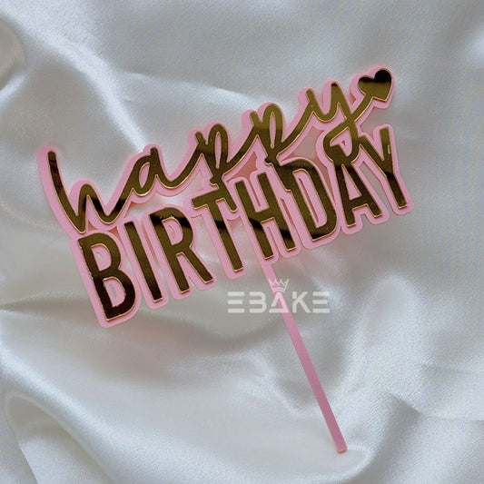 Happy Birthday Double Color Cake Topper