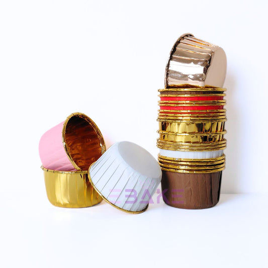 Imported Golden Lined Rolled Rim Muffin Cup / Cupcake Liners - Assorted Colors (Set of 20 pieces) Large