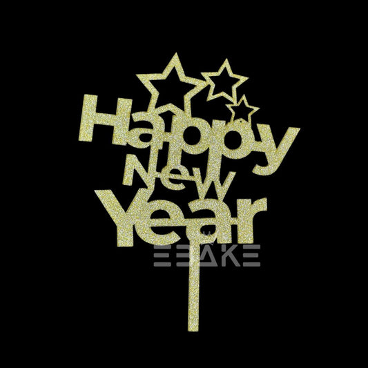 Happy New Year Cake Topper MDF Shimmer