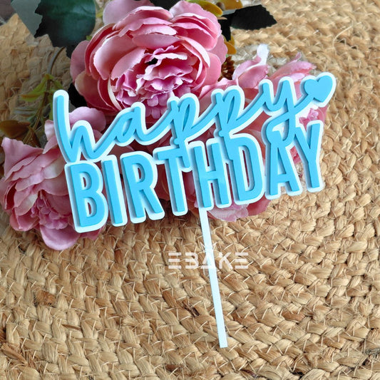 Happy Birthday Double Color Cake Topper