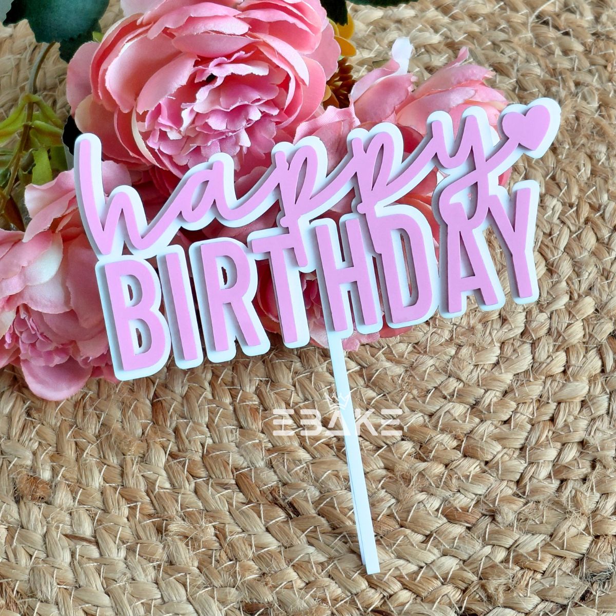 Happy Birthday Double Color Cake Topper