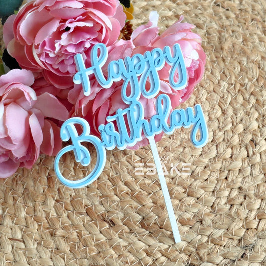 Happy Birthday Double Color Cake Topper