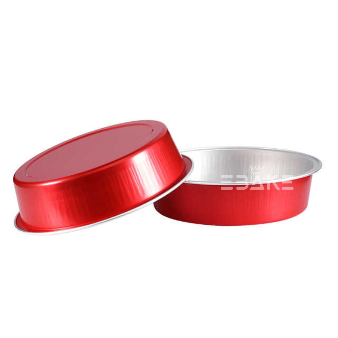 Round Aluminium Foil Baking Cups With Lids Red