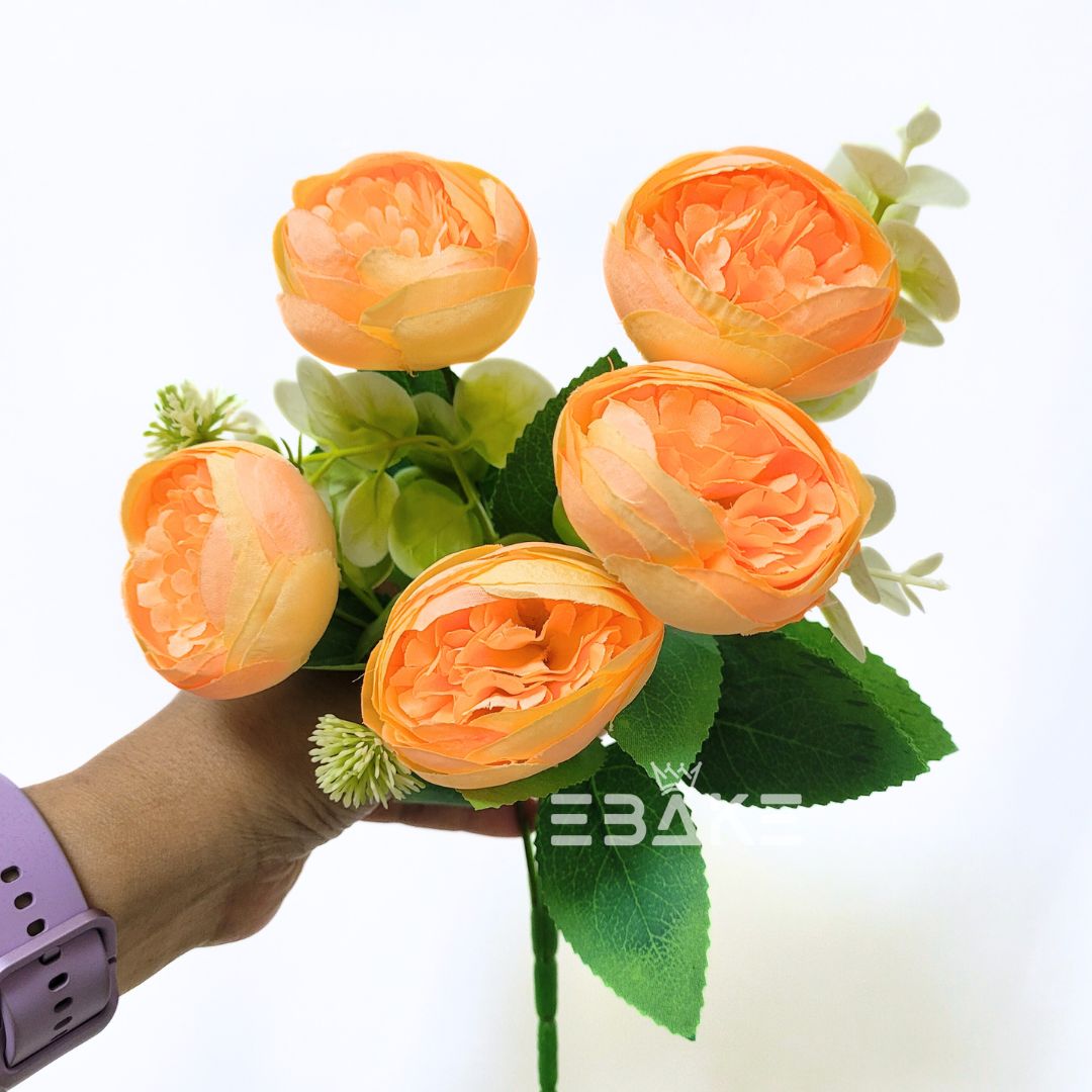 A1321 Orange Peony Bunch (5 Peonies With Fillers)