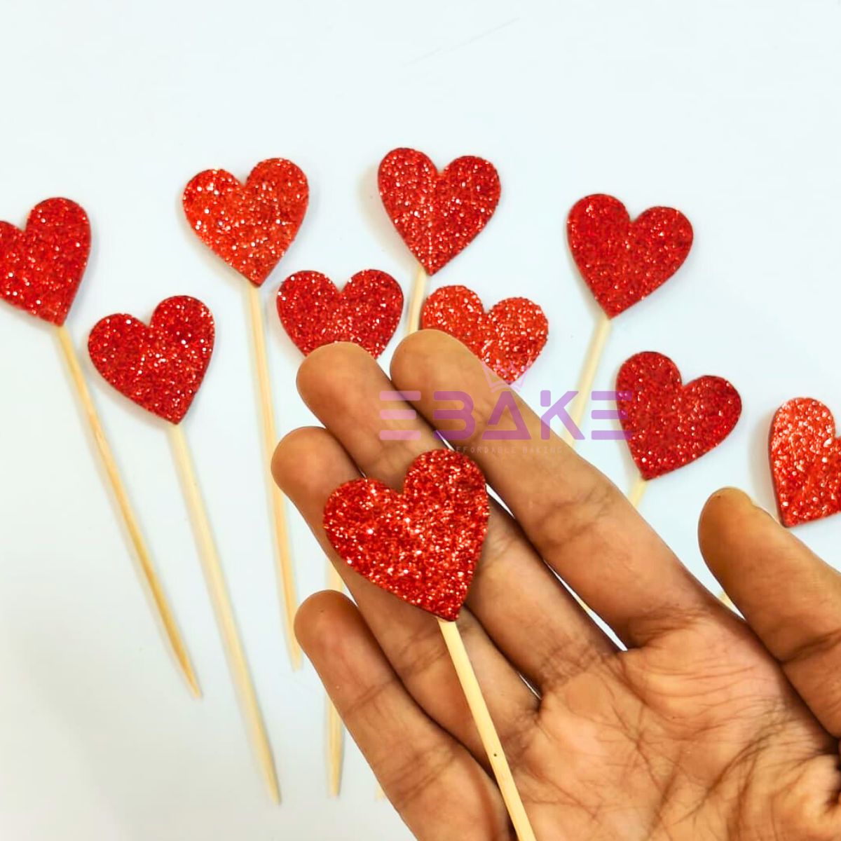 Heart Glitter Topper - Red