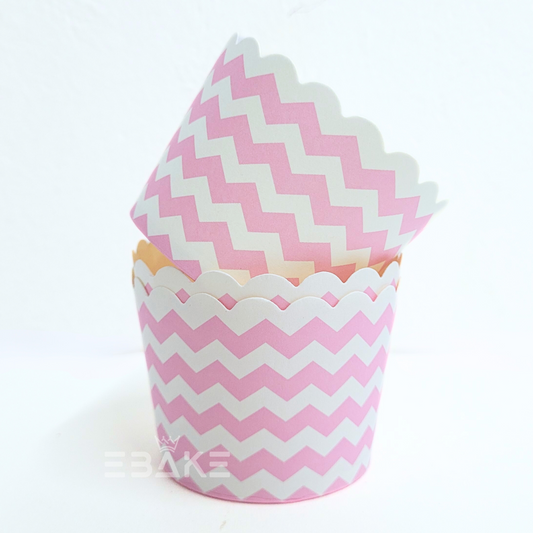 Pink Paper Muffin Cup Printed - Set Of 50 Pieces