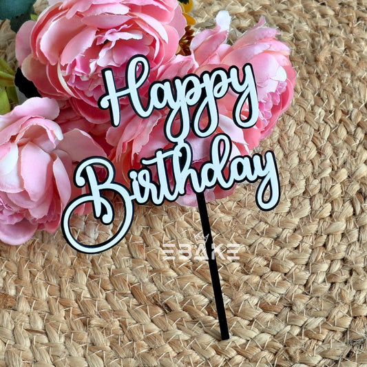 Happy Birthday Double Color Cake Topper