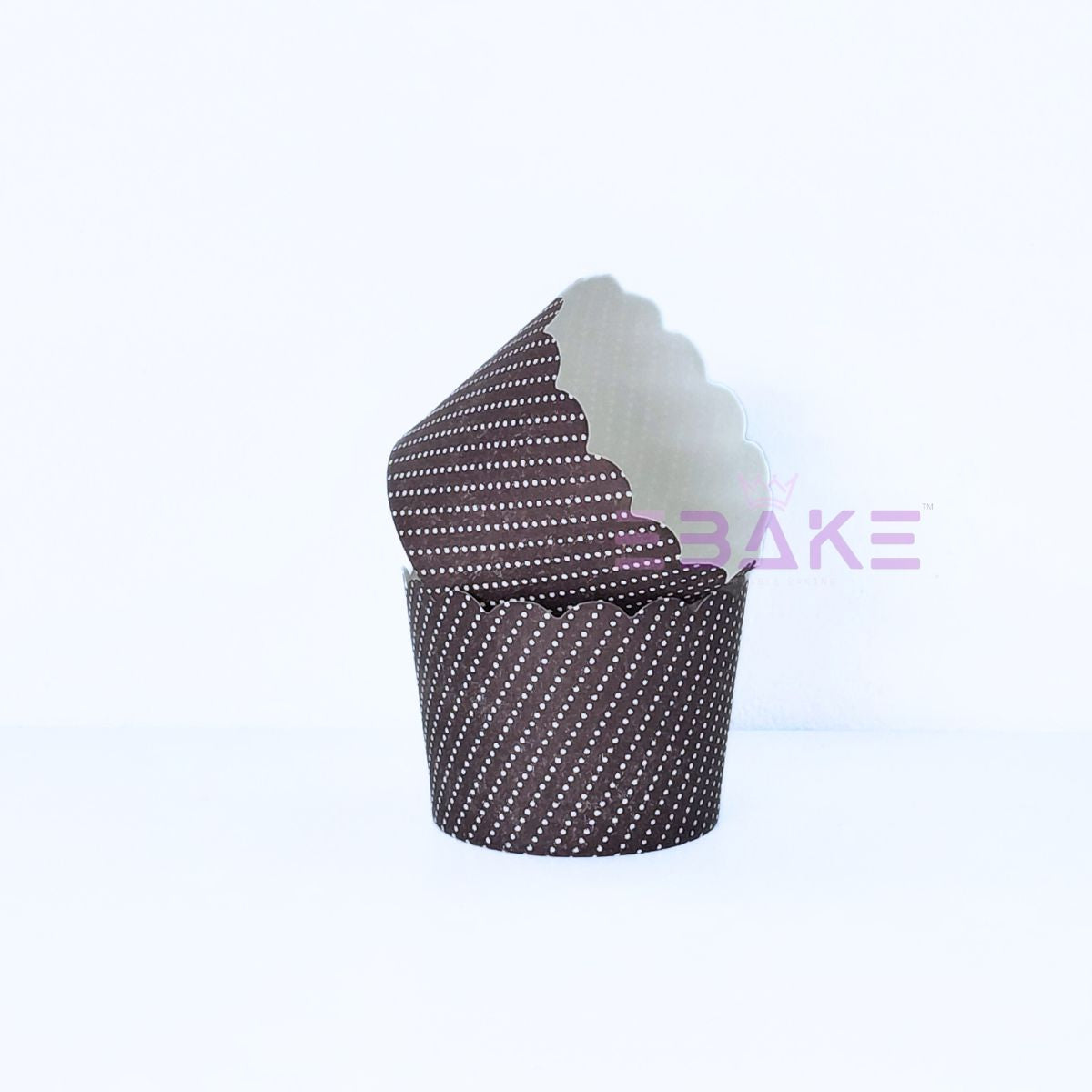 Polka Dot Printed Paper Muffin Cup - Set Of 50 Pieces (Dark Brown)