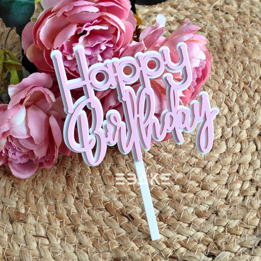 Happy Birthday Double Color Cake Topper