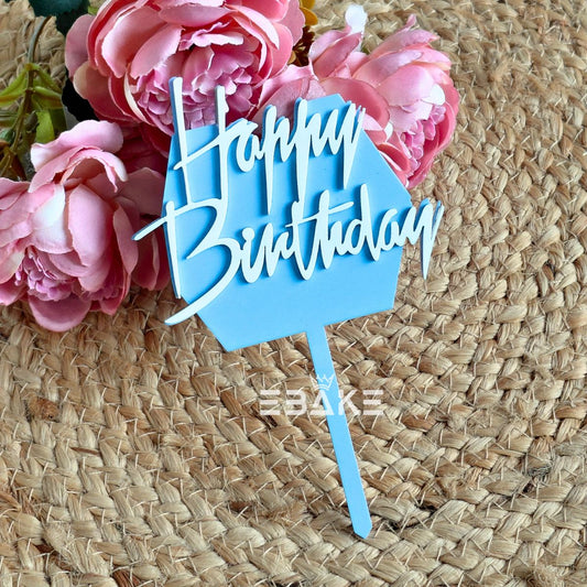 Happy Birthday Double Color Cake Topper