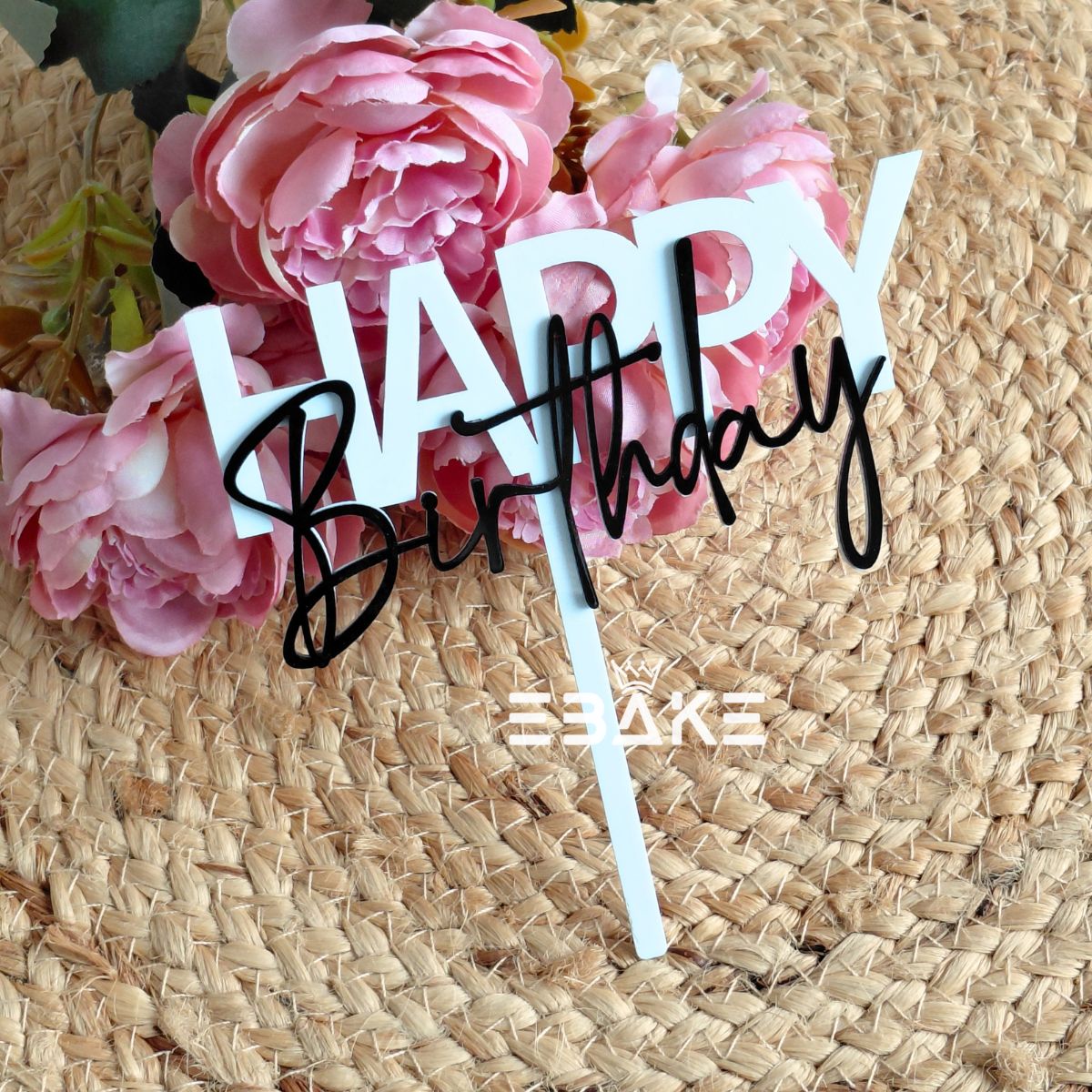 Happy Birthday Double Color Cake Topper
