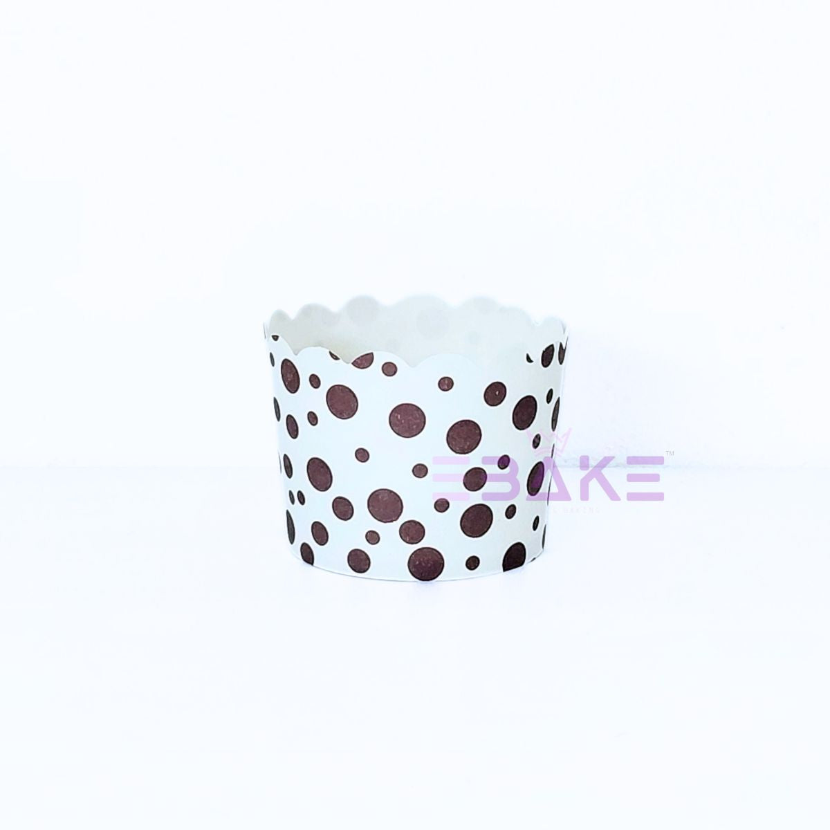Polka Dot Printed Paper Muffin Cup - Set Of 50 Pieces (Dark Brown)
