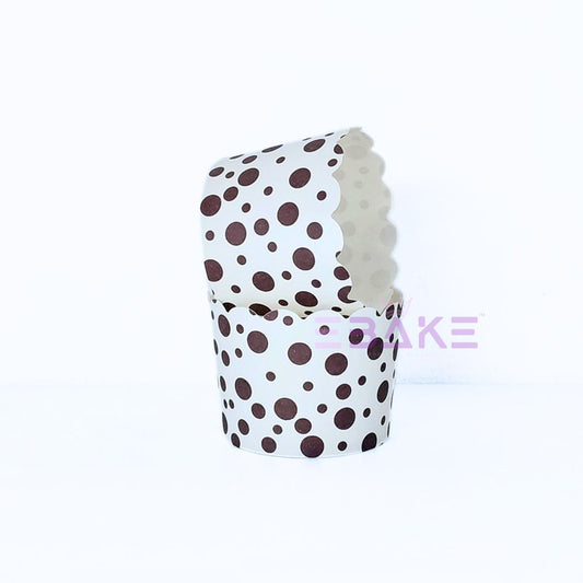 Polka Dot Printed Paper Muffin Cup - Set Of 50 Pieces (Dark Brown)