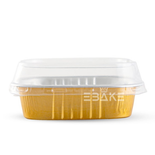 Rectangle Aluminium Foil Baking Cups With Lids Gold