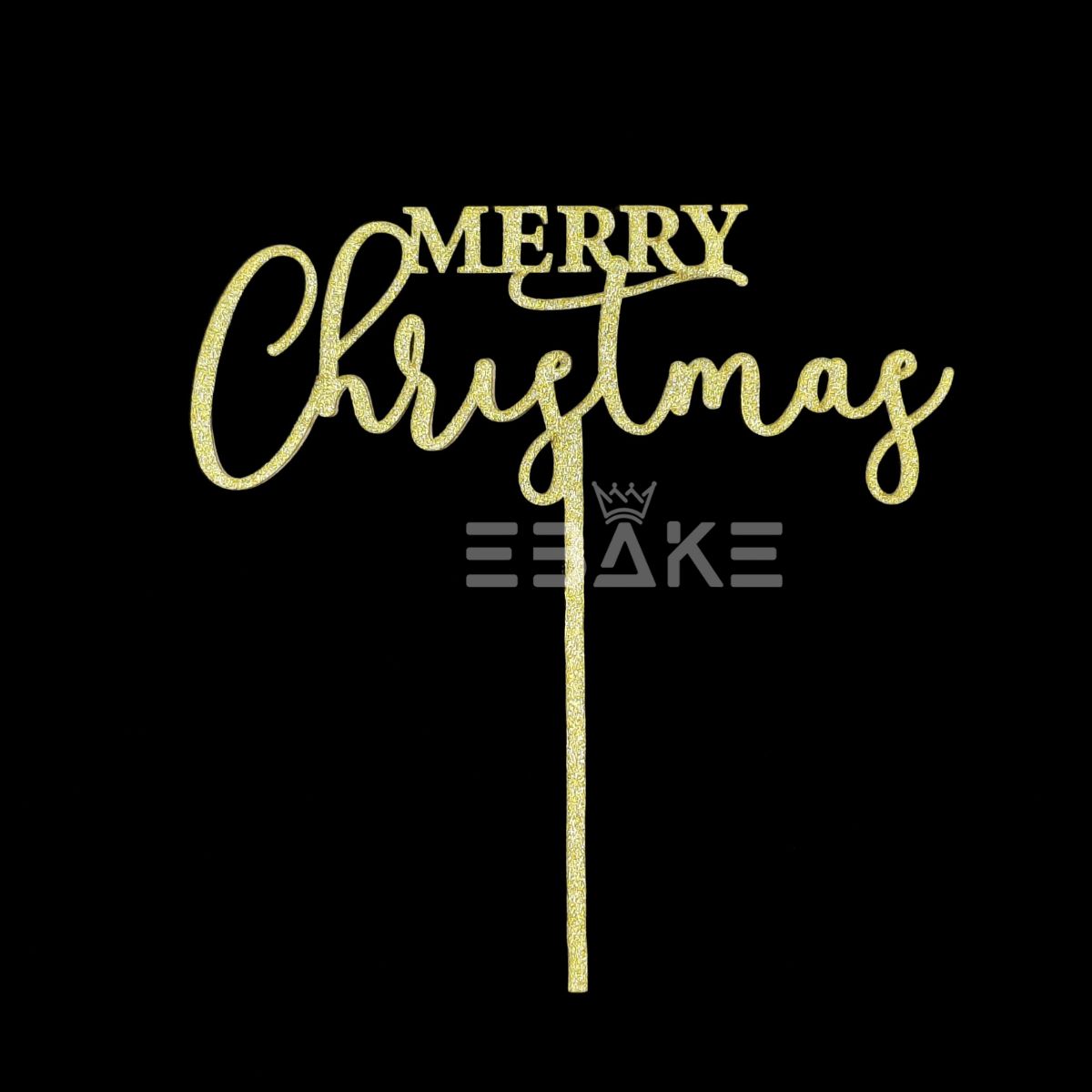 Merry Christmas Cake Topper Gold MDF