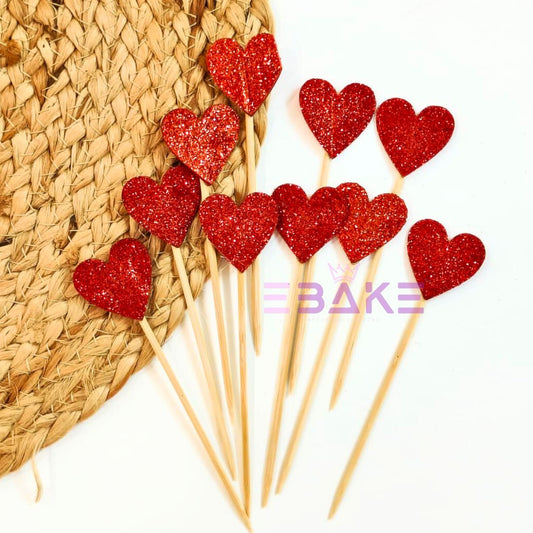 Heart Glitter Topper - Red