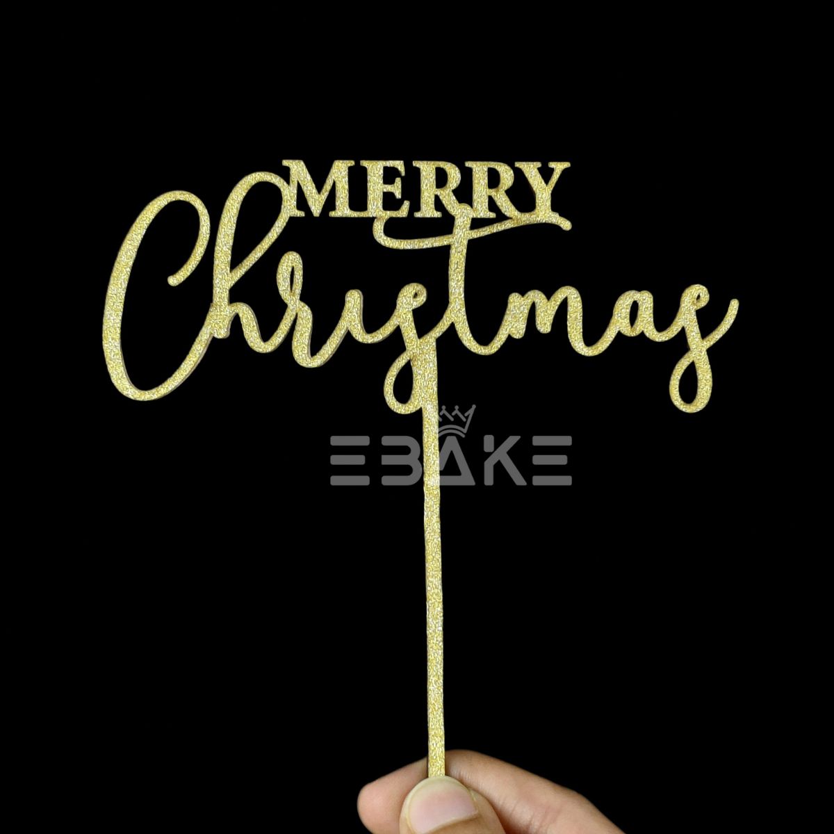 Merry Christmas Cake Topper Gold MDF