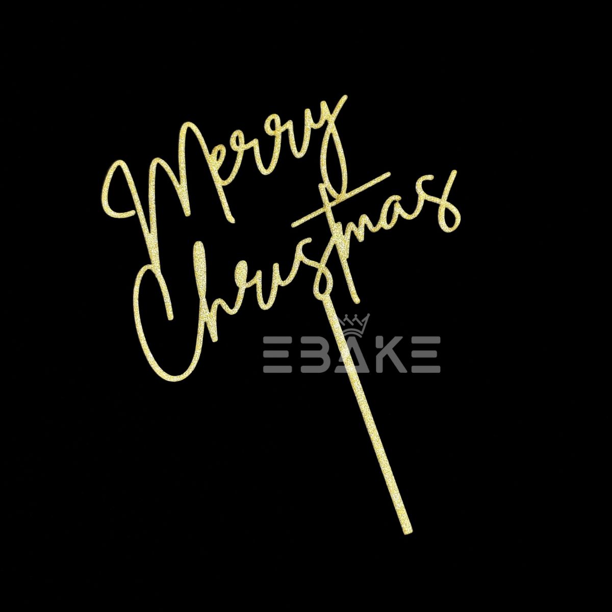 Merry Christmas Cake Topper Gold MDF