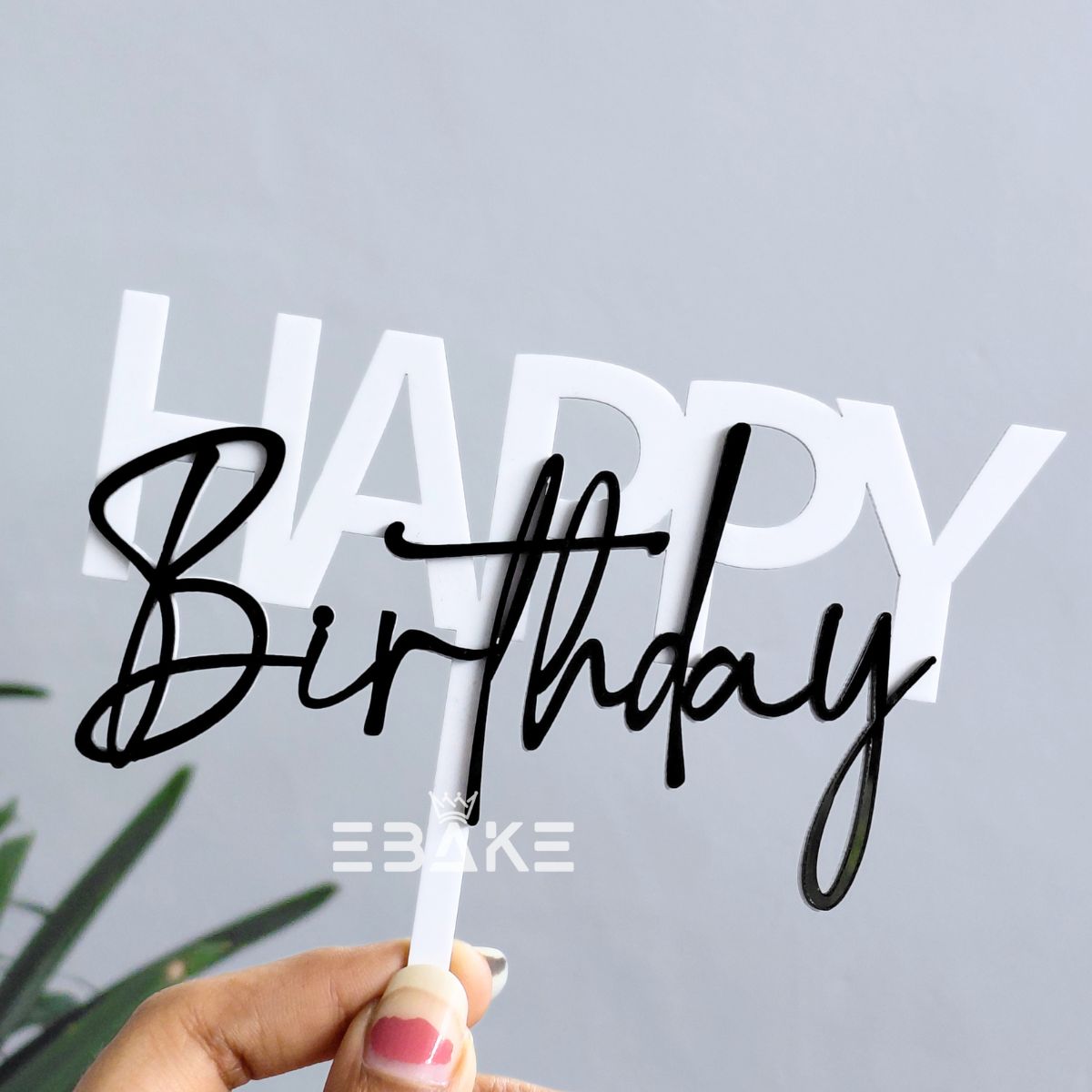 Happy Birthday Double Color Cake Topper