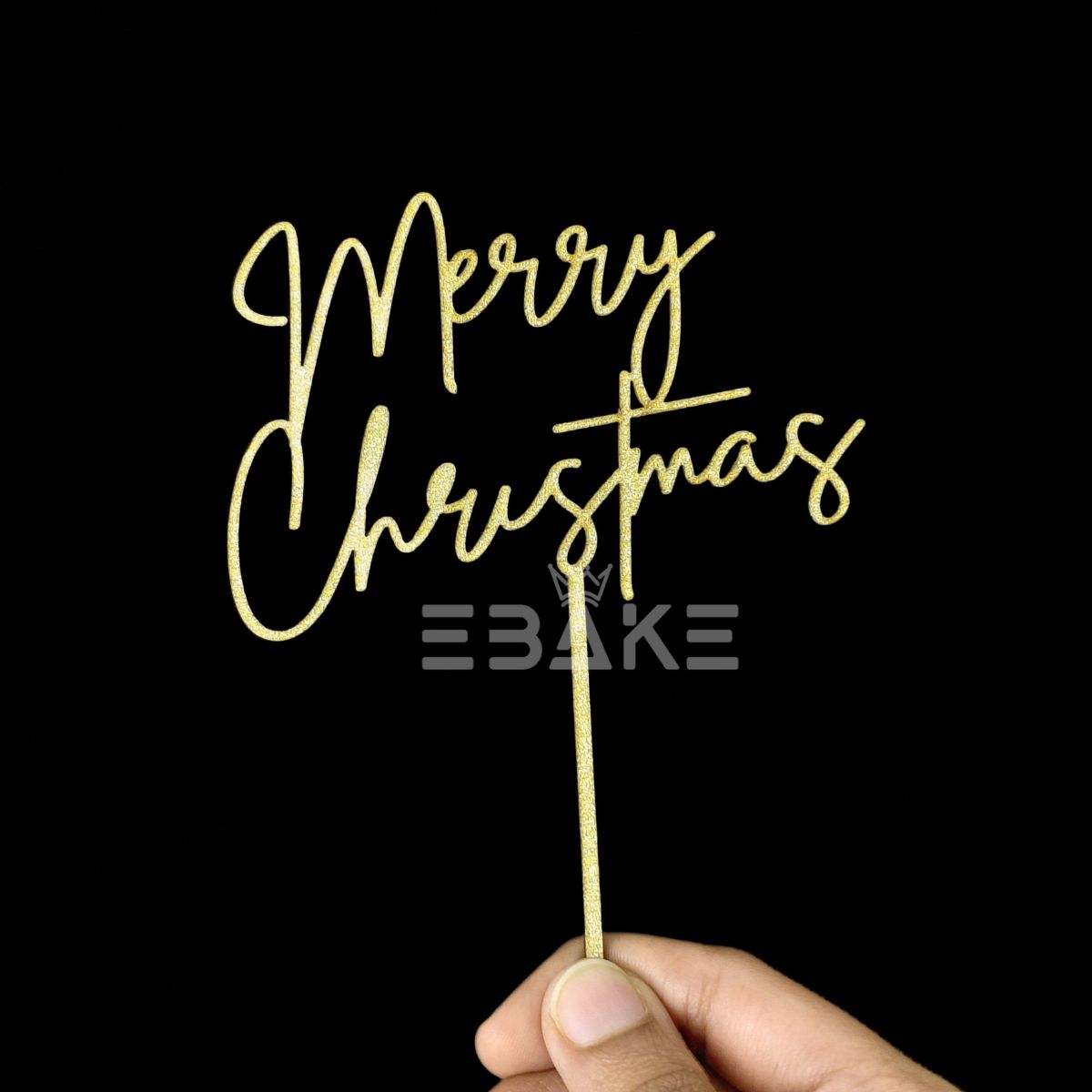 Merry Christmas Cake Topper Gold MDF