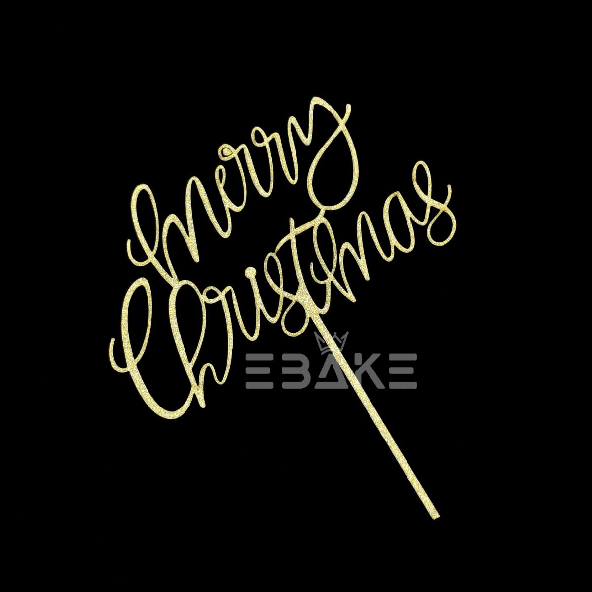 Merry Christmas Cake Topper Gold MDF