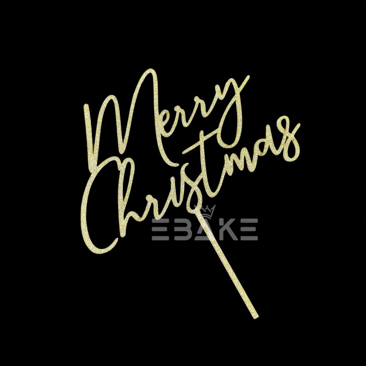 Merry Christmas Cake Topper Gold MDF