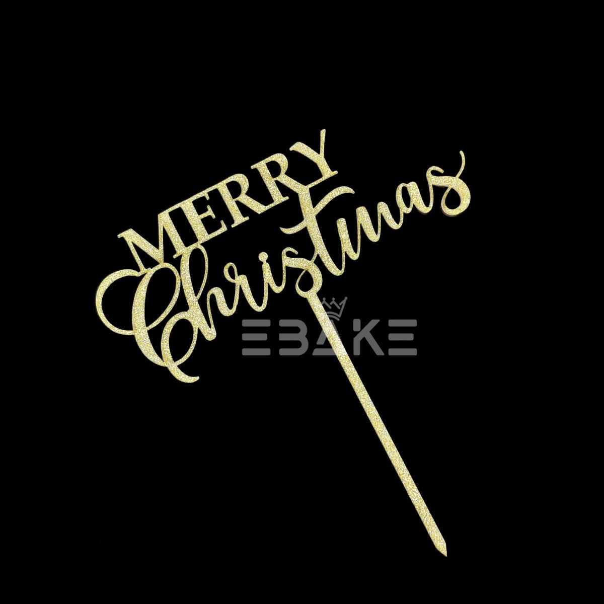 Merry Christmas Cake Topper Gold MDF