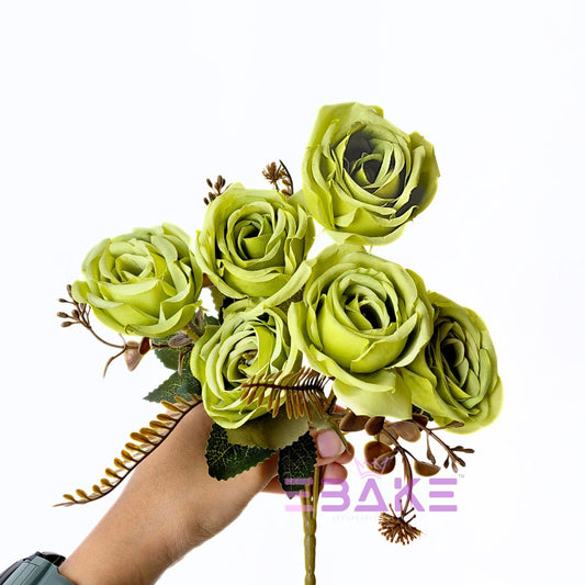 A1784 Avocado Green Rose Bunch With Fillers