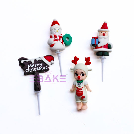 Christmas Figurines Cake Topper (Set of 4 Pcs)