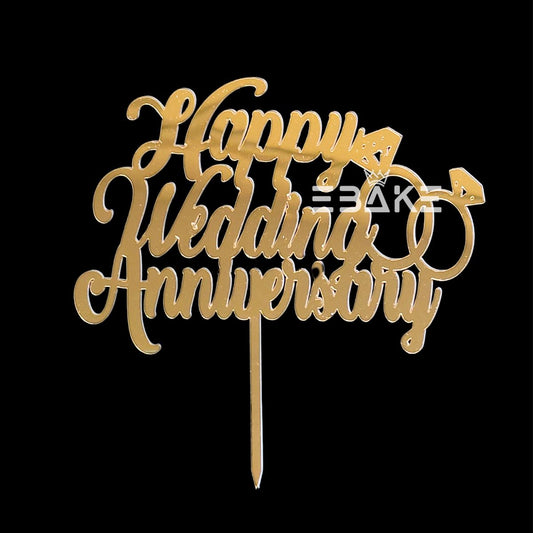 Happy Wedding Anniversary Cake Topper