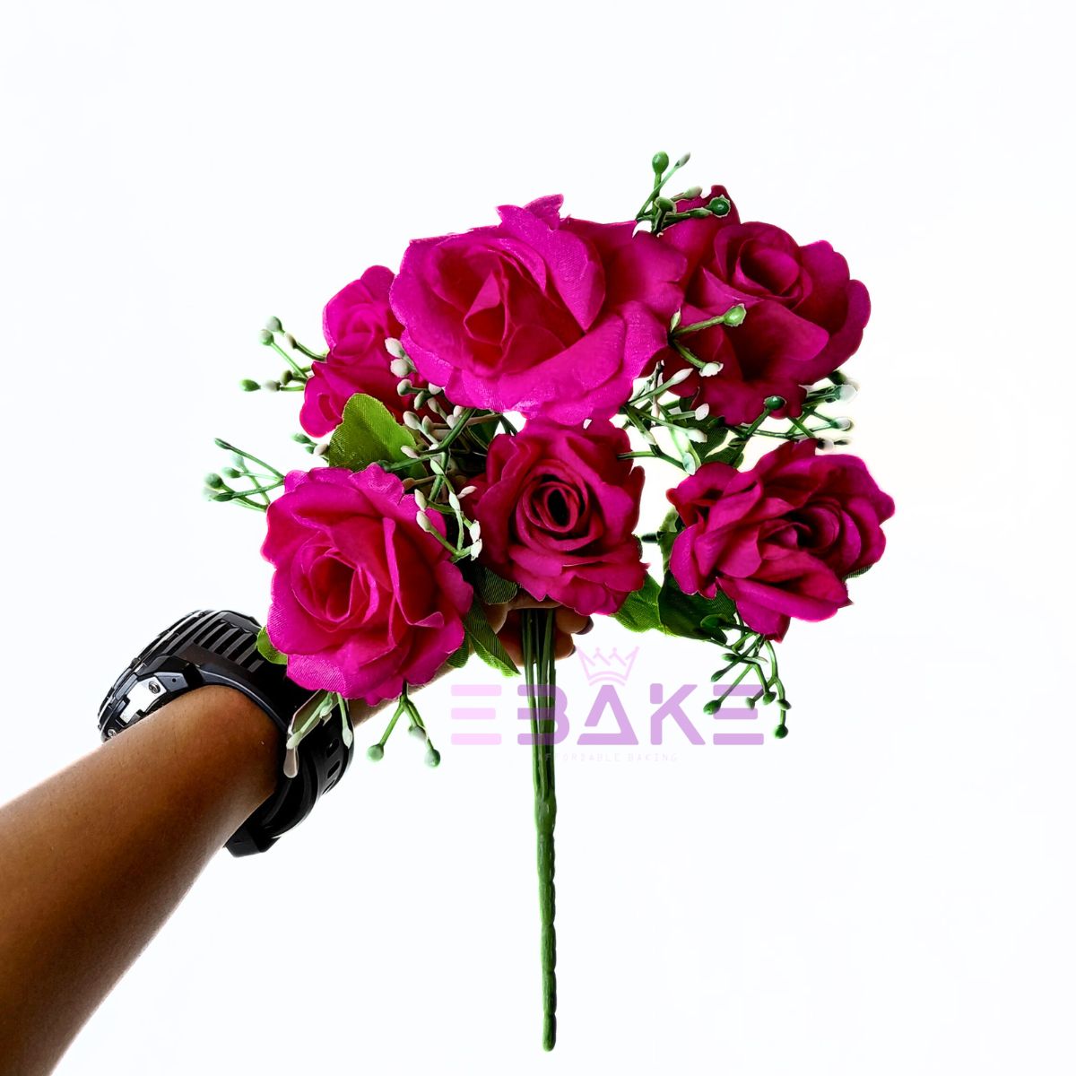 A1888 Pink Rose Bunch With Fillers (6 Roses & Fillers)