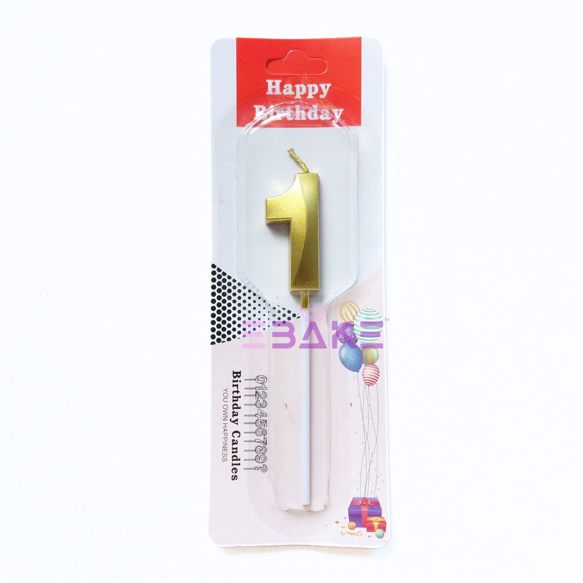 Small Number Candles Golden Metallic - (Single Piece)