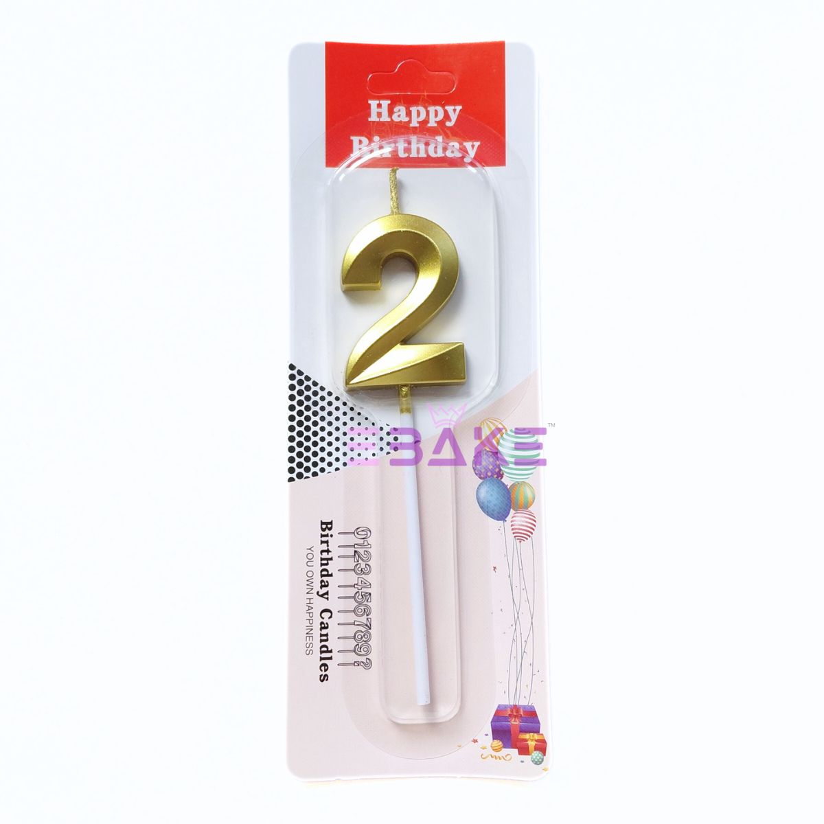 Small Number Candles Golden Metallic - (Single Piece)