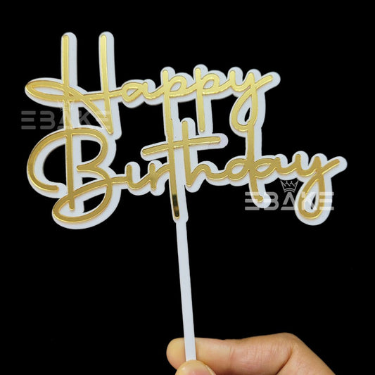 Happy Birthday Double Color Cake Topper