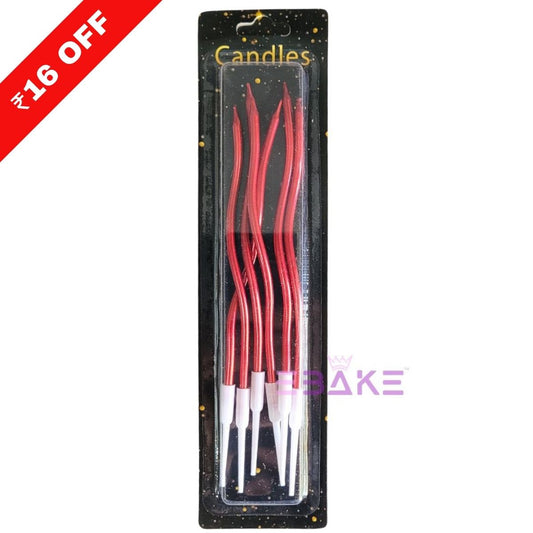 Dark Red Metallic Swirl Candle - Set Of 6