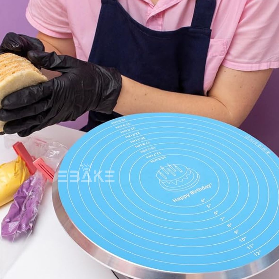 Blue Silicone Turn Table Non - Slip Mat / Baking Mat for Kneading & Fondant Rolling