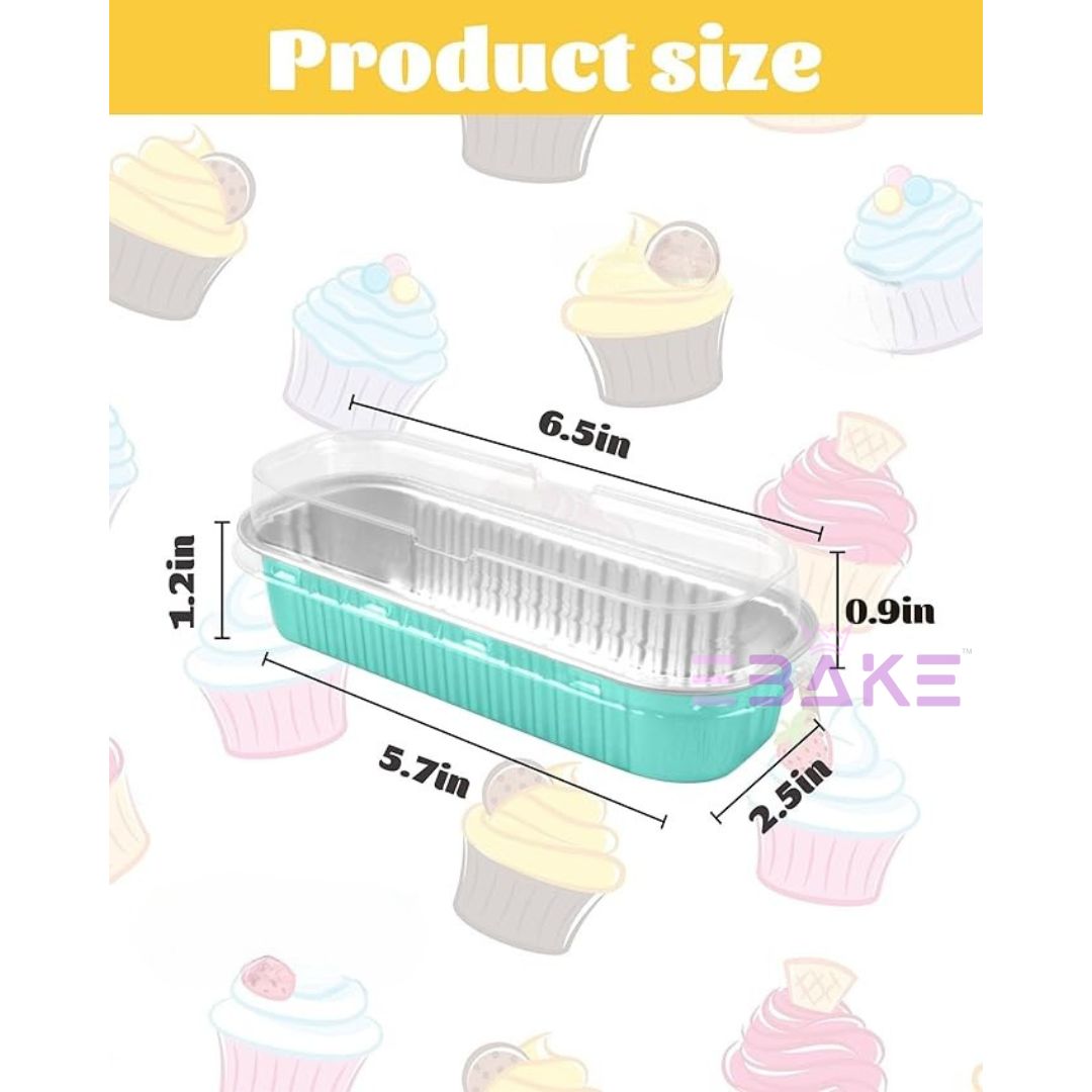 Pastel Blue Aluminium Foil Mini Loaf Pans With Lids