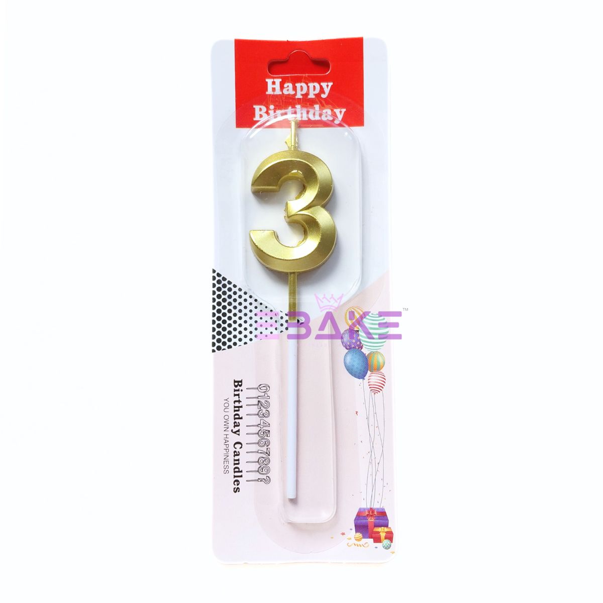 Small Number Candles Golden Metallic - (Single Piece)