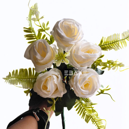 A2027 Rose Bunch With Fillers (Off- White)