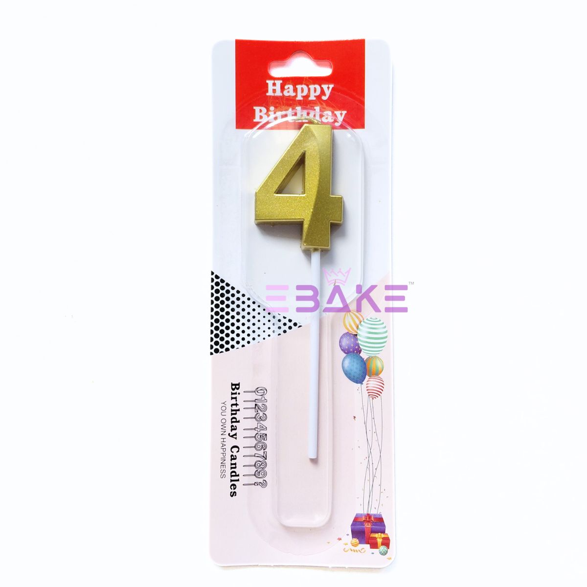 Small Number Candles Golden Metallic - (Single Piece)