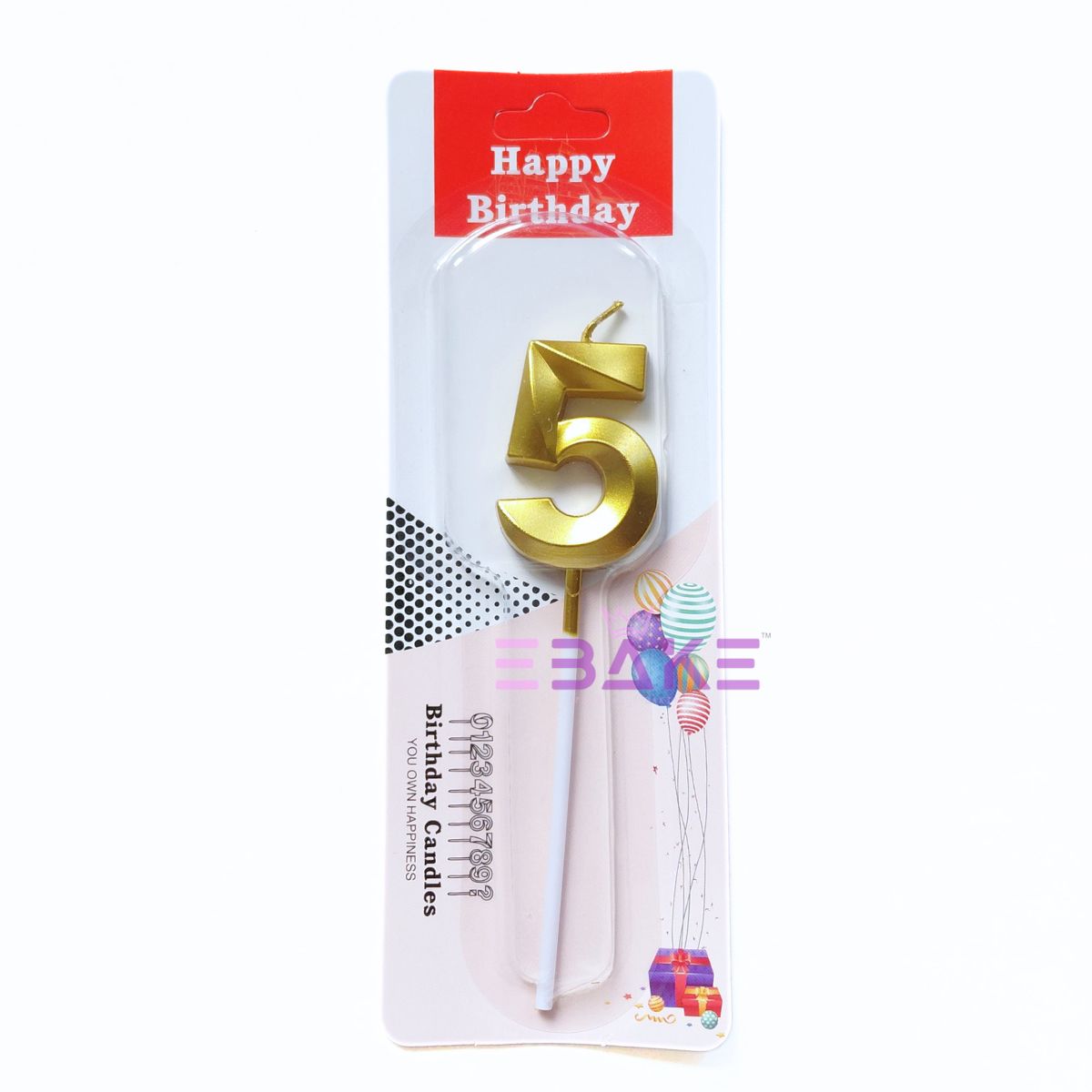 Small Number Candles Golden Metallic - (Single Piece)