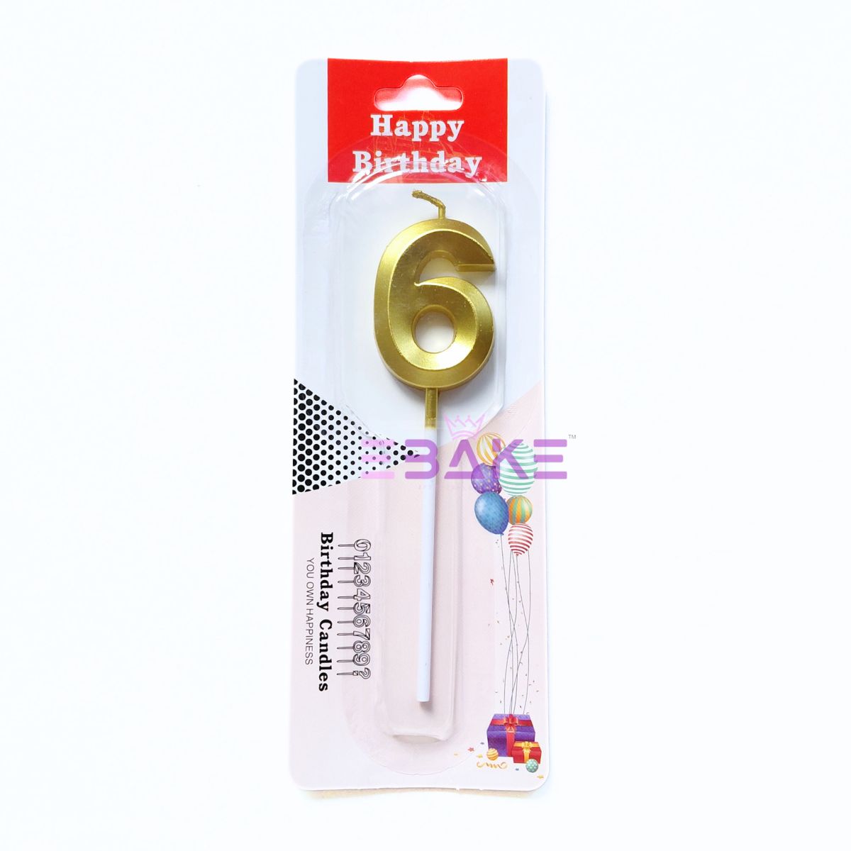 Small Number Candles Golden Metallic - (Single Piece)