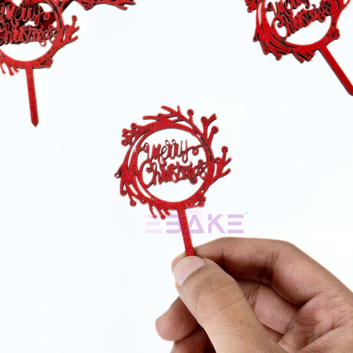Merry Christmas Mini Cake Topper (Set of 6 Pcs) MDF