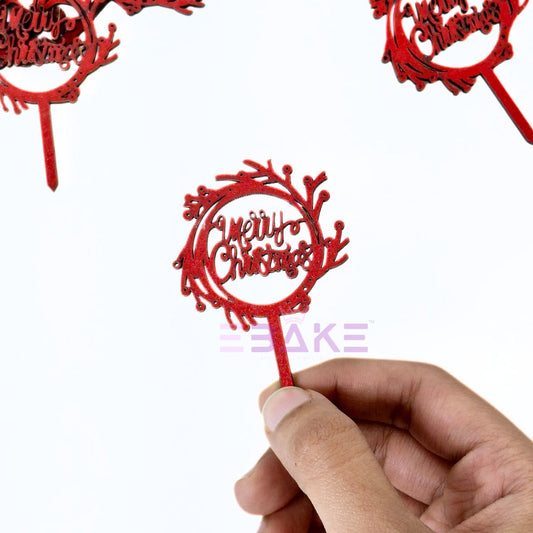 Merry Christmas Mini Cake Topper (Set of 6 Pcs) MDF