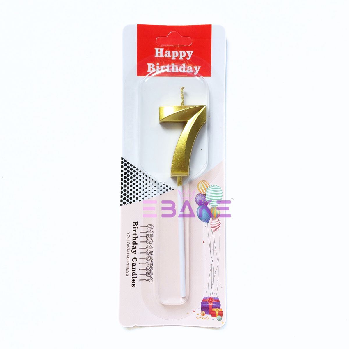 Small Number Candles Golden Metallic - (Single Piece)