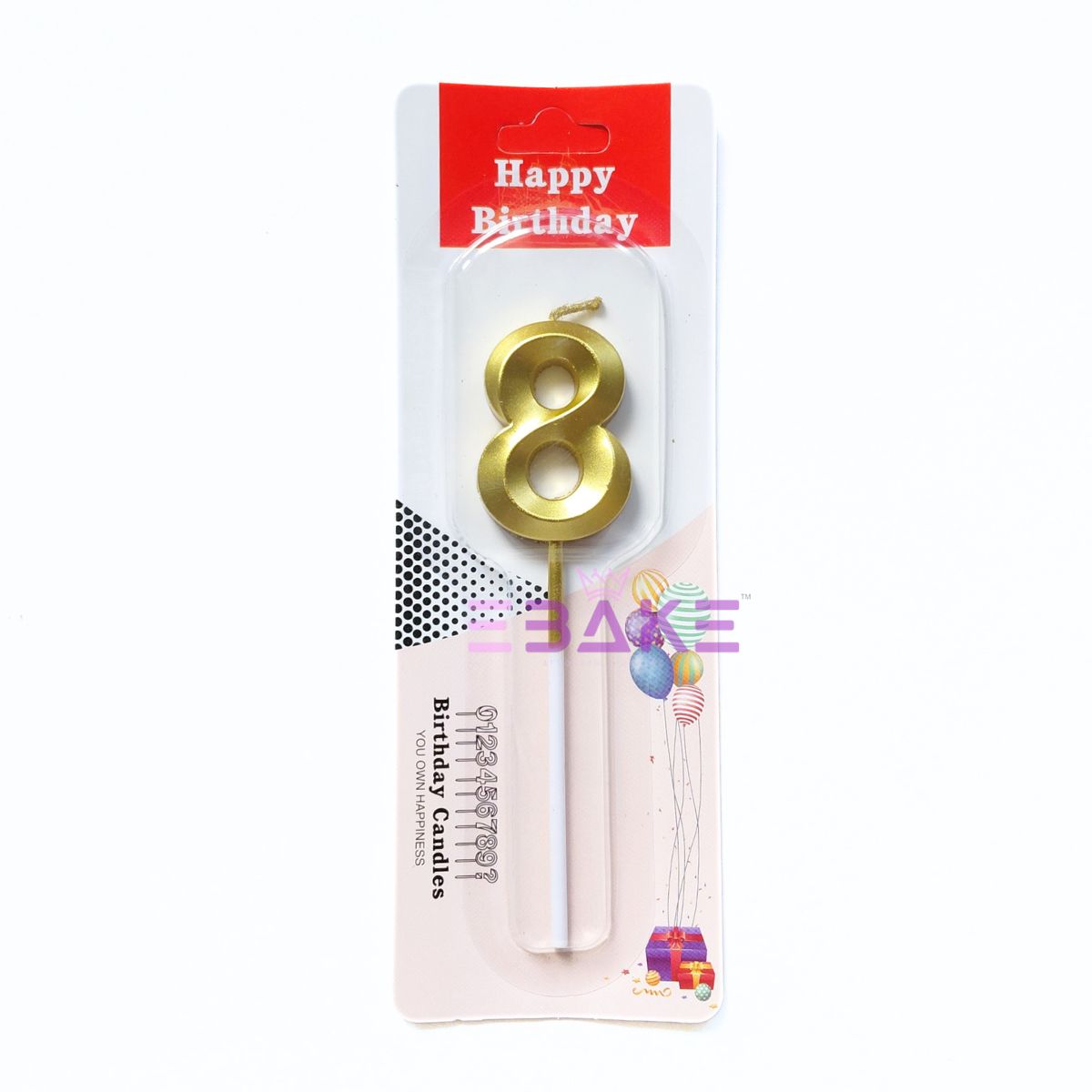 Small Number Candles Golden Metallic - (Single Piece)