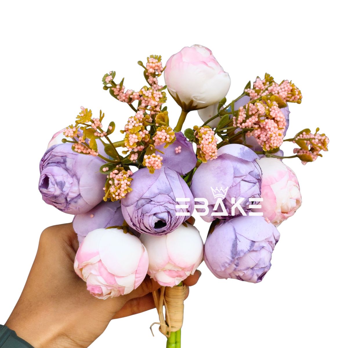 Closed Peony Bunch Lavender & White (12 peonies & 4 fillers) A464