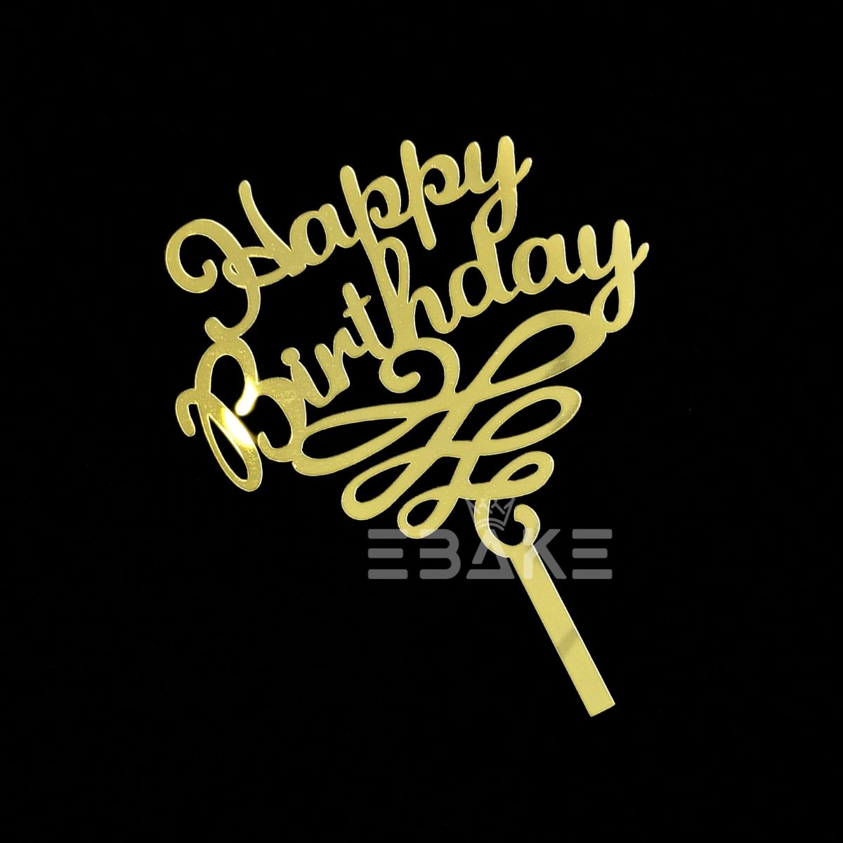 Happy Birthday Cake Topper Golden